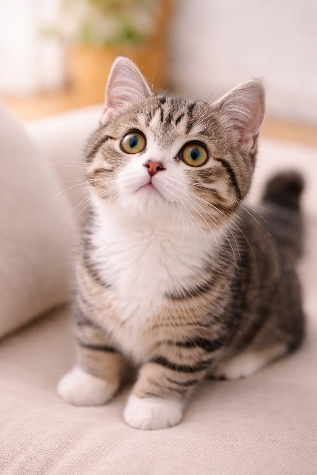 こちらを見上げる猫