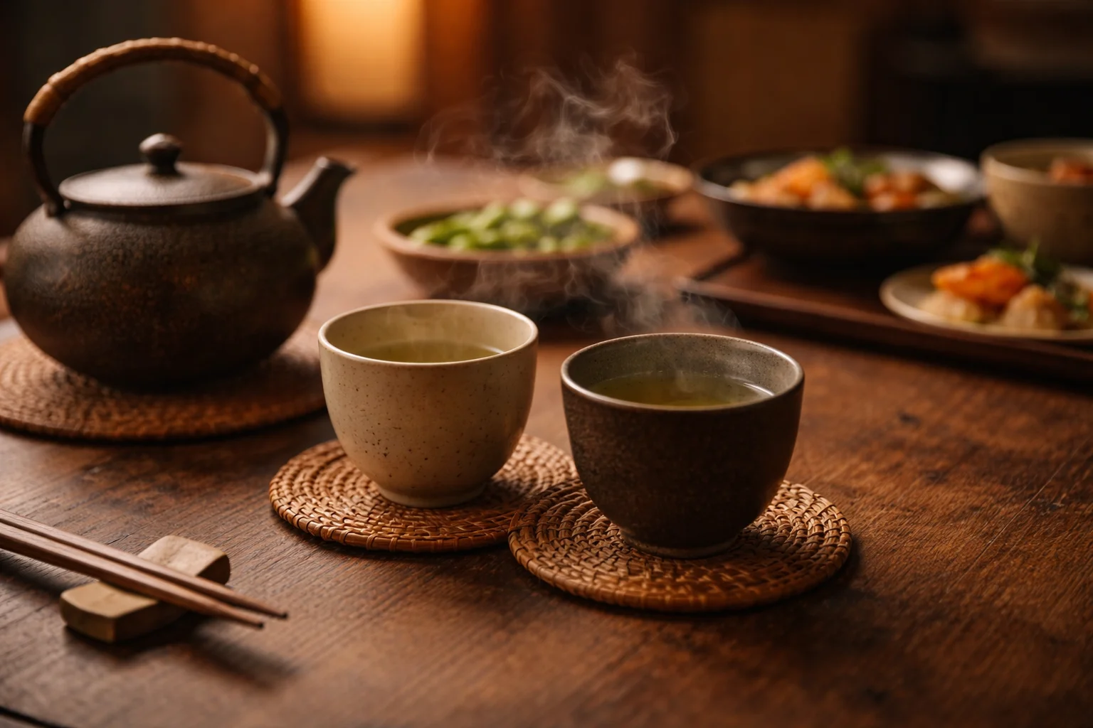 湯のみと食卓の断片