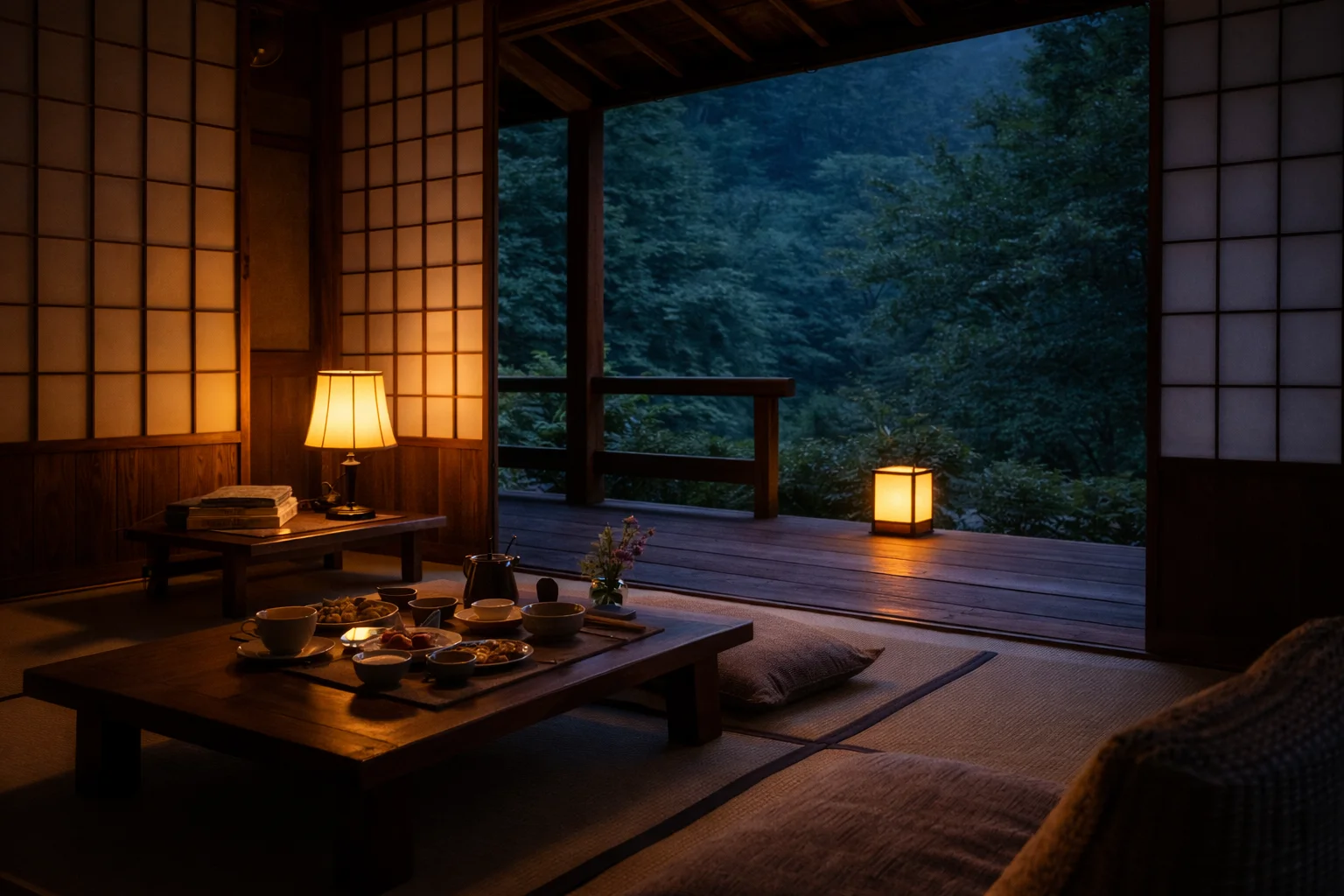 夕暮れの縁側と静かな食卓